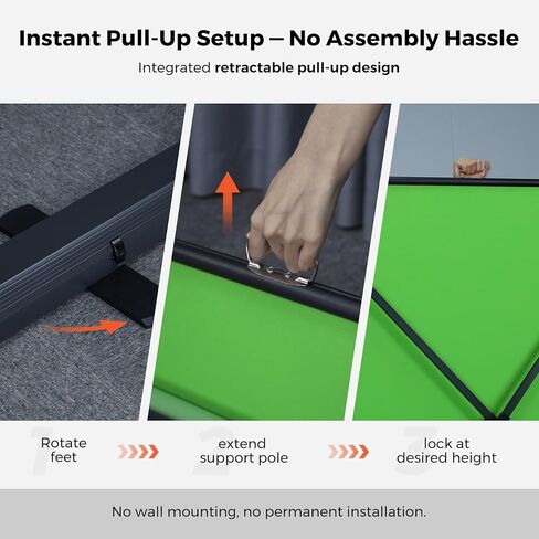 NearStream Green Screen Backdrop 78.7 x 89.3 in, Chroma Key Background, Auto-Locking Portable Foldable Fabric for Video Recording/Streaming/Photography/Zoom & Virtual Meetings, Pull-Up Design (VK50) in Saudi Arabia