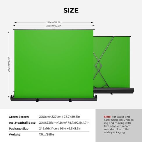 NearStream Green Screen Backdrop 78.7 x 89.3 in, Chroma Key Background, Auto-Locking Portable Foldable Fabric for Video Recording/Streaming/Photography/Zoom & Virtual Meetings, Pull-Up Design (VK50) in Saudi Arabia