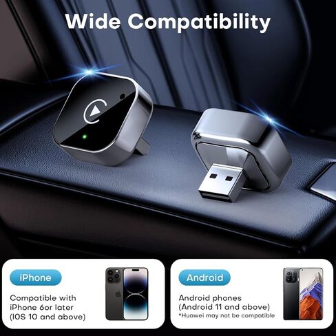 2-in-1 Wireless CarPlay & Android Auto Adapter, Plug & Play, Fast Auto-Connect, Wireless Carplay Adapter for iPhone & Android with USB/USB-C Port in Saudi Arabia