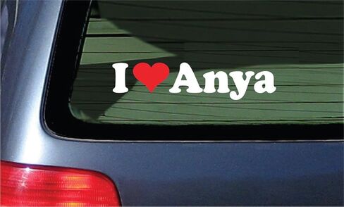 ملصق من الفينيل I Love Anya - ملصق للكمبيوتر المحمول بأحرف بيضاء مع قلب أحمر in Kuwait