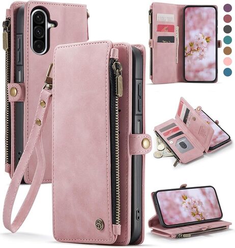 Defencase for Galaxy A26 5G Case Wallet with RFID Blocking Card Holder for Women Men, Fashion PU Leather Magnetic Snap Flip Zipper Wrist Strap Wallet Phone Case for Samsung Galaxy A26 5G, Purple in Saudi Arabia