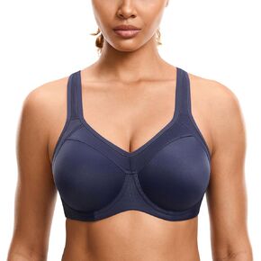 SYROKAN Women's Full Support High Impact Racerback Lightly Lined Underwire Sports Bra in Saudi Arabia
