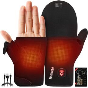 Heated Gloves for Men Women, Rechargeable Detachable Full & Half Hands Heated Glove Fingerless Electric Heating Gloves Hand Warmer for Work, Hunting, Skiing, Outdoor Work in Saudi Arabia