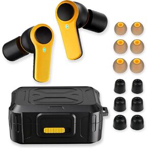 Bluetooth 6.0 Jobsite Earbuds, 70H Playtime, IP56 Waterproof, 30dB SNR Noise Cancelling, ENC, Heavy Duty True Wireless Ear Buds for Outdoor Work, Construction with 12pcs Earplugs in Kuwait