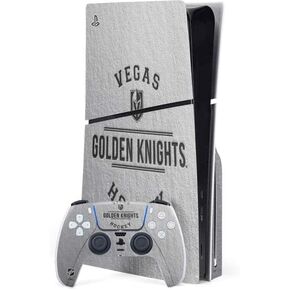 ملصق Skinit المخصص للألعاب المتوافق مع حزمة أقراص PS5 Slim - تصميم فروزن مرخص رسميًا من NHL Vegas Golden Knights in Kuwait