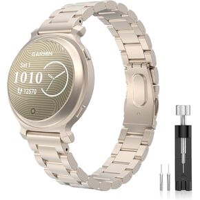 سوار ساعة MoKo معدني متوافق مع Garmin Lily 2/Lily 2 Active، حزام رياضي من الفولاذ المقاوم للصدأ سريع الفك مع أداة تعديل للرجال والنساء، فضي in Kuwait