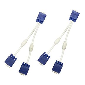 DOITOOL 2 قطعة كابل مقسم VGA ذكر إلى أنثى مزدوج محول فيديو لشاشة عرض مزدوجة مكبر صوت متين موصل شاشة الكمبيوتر in Kuwait