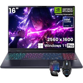 acer Predator Helios Neo 16S Gaming Laptop, NVIDIA RTX 5070 Ti, Intel Ultra 9 275HX, AI PC, 16" 2.5K 240Hz Display, 64GB DDR5, 2TB SSD, Thunderbolt 4.1, RGB Backlit KB, Win 11 Pro, Accessories in Kuwait