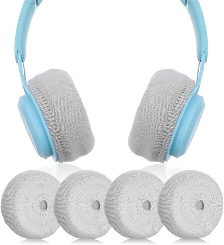 Headphone Ear Covers Knit, 4pcs Black Washable Ear Pad Covers Stretchable Earcup Knit Cotton Headphone Protector Sweat Headset Cloth Fit 3.1" to 5.1''(Gray) in Saudi Arabia