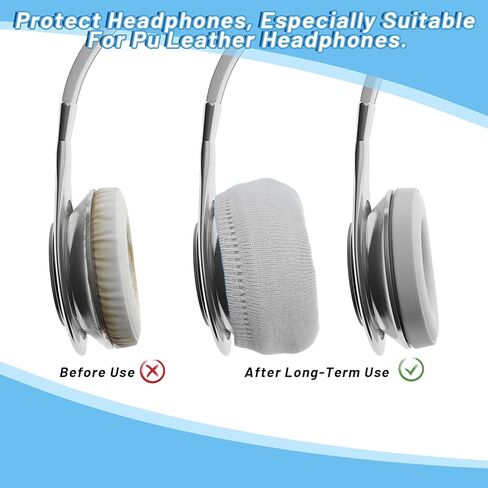 Headphone Ear Covers Knit, 4pcs Black Washable Ear Pad Covers Stretchable Earcup Knit Cotton Headphone Protector Sweat Headset Cloth Fit 3.1" to 5.1''(Gray) in Saudi Arabia