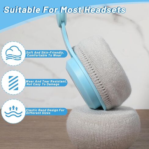 Headphone Ear Covers Knit, 4pcs Black Washable Ear Pad Covers Stretchable Earcup Knit Cotton Headphone Protector Sweat Headset Cloth Fit 3.1" to 5.1''(Gray) in Saudi Arabia