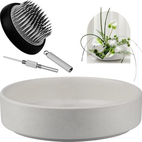 Gresorth Japanese Ikebana Vase Kit with 2 Inch Flower Frog Decoration Floral Arrangement Fixed Tool Kenzan Pin Frog Container for DIY Craft Plant - 6.8 Inch Bowl Pot in Saudi Arabia