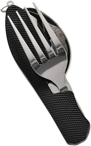 4 In 1 Foldable Camping Utensil Set - Outdoor Camping Multi-Functional Flatware Set, Picnic Travel Stainless Steel Utensils (Green) in Saudi Arabia