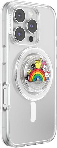 PopSockets Round Phone Grip Compatible with MagSafe, Adapter Ring Included, Phone Holder, Wireless Charging Compatible, Sanrio - Over The Rainbow Hello Kitty in Saudi Arabia