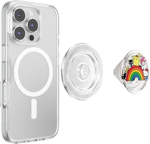 PopSockets Round Phone Grip Compatible with MagSafe, Adapter Ring Included, Phone Holder, Wireless Charging Compatible, Sanrio - Over The Rainbow Hello Kitty in Saudi Arabia