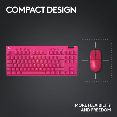 لوحة مفاتيح الألعاب اللاسلكية Logitech G PRO X TKL Lightspeed، تصميم محمول للغاية بدون مفتاح، LIGHTSYNC RGB، أغطية مفاتيح PBT، مفاتيح تعمل باللمس (GX Brown) - أرجواني in Saudi Arabia