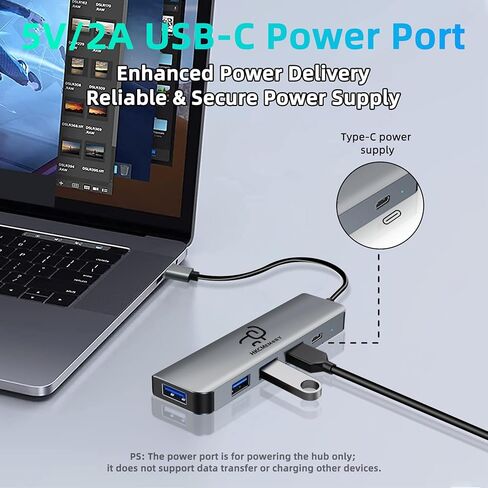 محول موزع USB 5 في 1، مع USB 3.0، ومنافذ USB 2.0 وتوصيل طاقة من النوع C، وموسع لمنفذ الكمبيوتر المحمول، والكمبيوتر الشخصي، وسطح المكتب، وPS4/5، وXbox والمزيد in Kuwait