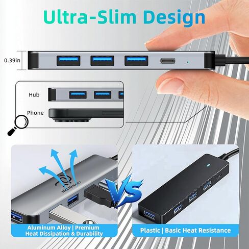 محول موزع USB 5 في 1، مع USB 3.0، ومنافذ USB 2.0 وتوصيل طاقة من النوع C، وموسع لمنفذ الكمبيوتر المحمول، والكمبيوتر الشخصي، وسطح المكتب، وPS4/5، وXbox والمزيد in Kuwait