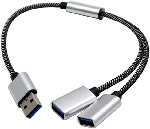 سلك تمديد USB مقسم 33 سم، USB ذكر إلى 2 USB 2.0 أنثى، محول تقسيم طاقة البيانات للهواتف والأجهزة اللوحية وأجهزة الكمبيوتر، ويربط محركات أقراص USB ولوحات مفاتيح الفئران in Saudi Arabia