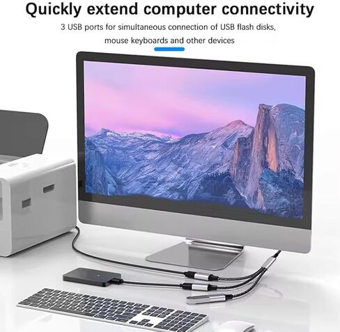 سلك تمديد USB مقسم 33 سم، USB ذكر إلى 2 USB 2.0 أنثى، محول تقسيم طاقة البيانات للهواتف والأجهزة اللوحية وأجهزة الكمبيوتر، ويربط محركات أقراص USB ولوحات مفاتيح الفئران in Saudi Arabia