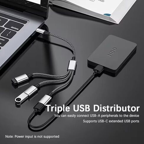 سلك تمديد USB مقسم 33 سم، USB ذكر إلى 2 USB 2.0 أنثى، محول تقسيم طاقة البيانات للهواتف والأجهزة اللوحية وأجهزة الكمبيوتر، ويربط محركات أقراص USB ولوحات مفاتيح الفئران in Saudi Arabia