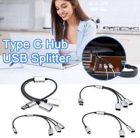 سلك تمديد USB مقسم 33 سم، USB ذكر إلى 2 USB 2.0 أنثى، محول تقسيم طاقة البيانات للهواتف والأجهزة اللوحية وأجهزة الكمبيوتر، ويربط محركات أقراص USB ولوحات مفاتيح الفئران in Saudi Arabia