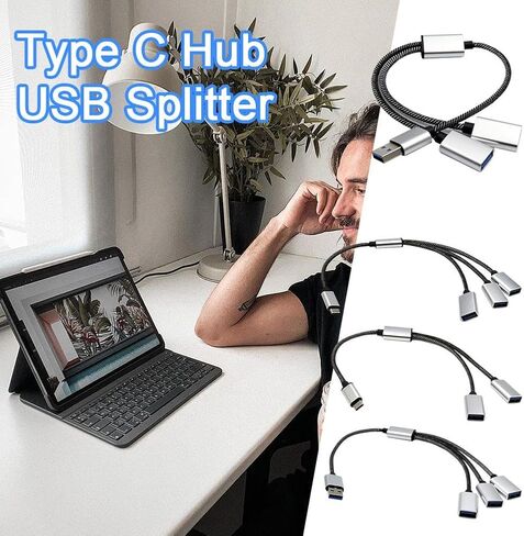 سلك تمديد USB مقسم 33 سم، USB ذكر إلى 2 USB 2.0 أنثى، محول تقسيم طاقة البيانات للهواتف والأجهزة اللوحية وأجهزة الكمبيوتر، ويربط محركات أقراص USB ولوحات مفاتيح الفئران in Saudi Arabia