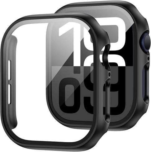 2 Pack Case with Tempered Glass Screen Protector for Apple Watch Series 9/8/7 45mm,Slim Guard Bumper Full Hard PC Protective Cover HD Ultra-Thin Cover for iWatch 9 8 7 45mm Accessories,Starlight in Saudi Arabia