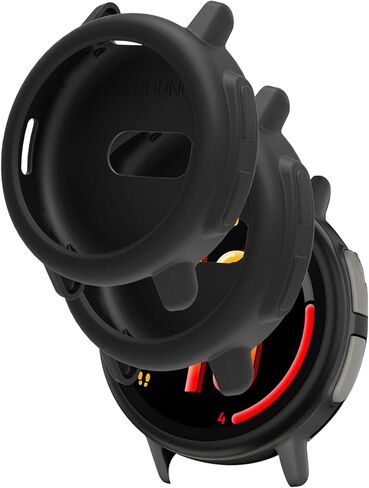 حافظة للساعة الذكية Garmin Bounce 2 Kids، FJIASTB غطاء سيليكون ناعم مقاوم للصدمات خفيف الوزن وسهل التركيب، عبوتان (أسود) in Saudi Arabia