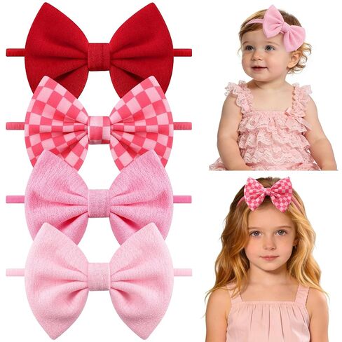 4 Pcs Velvet Baby Bow Headbands, Christmas Newborn Headband Bows Nylon Handmade Hair Accessories for Baby Infants Toddlers Child in Saudi Arabia