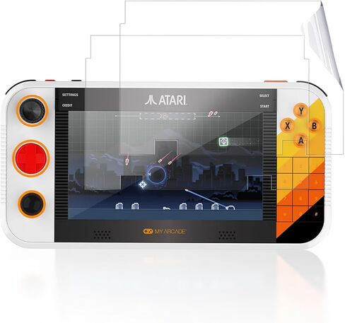 واقي شاشة مكون من قطعتين لجهاز My Arcade Atari Gamesstation Go، وحدة تحكم الألعاب المحمولة، شفاف، فيلم مرن، صديق للحافظة، لجهاز My Arcade Atari Gamesstation Go، وضوح عالي الدقة in Kuwait