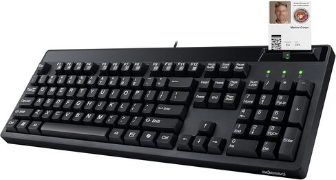 لوحة مفاتيح ميكانيكية سلكية Adesso EasyTouch 130SB مع مفاتيح حمراء، قارئ بطاقات ذكية مدمج، مفتاح التشغيل السريع Copilot AI، 2X أغطية مفاتيح مطبوعة كبيرة، 104 مفتاح بالحجم الكامل لأجهزة الكمبيوتر التي تعمل بنظام Windows in Kuwait