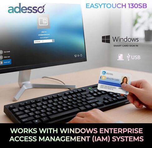لوحة مفاتيح ميكانيكية سلكية Adesso EasyTouch 130SB مع مفاتيح حمراء، قارئ بطاقات ذكية مدمج، مفتاح التشغيل السريع Copilot AI، 2X أغطية مفاتيح مطبوعة كبيرة، 104 مفتاح بالحجم الكامل لأجهزة الكمبيوتر التي تعمل بنظام Windows in Kuwait