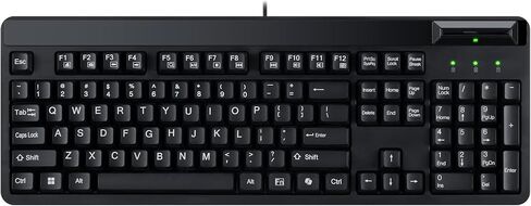لوحة مفاتيح ميكانيكية سلكية Adesso EasyTouch 130SB مع مفاتيح حمراء، قارئ بطاقات ذكية مدمج، مفتاح التشغيل السريع Copilot AI، 2X أغطية مفاتيح مطبوعة كبيرة، 104 مفتاح بالحجم الكامل لأجهزة الكمبيوتر التي تعمل بنظام Windows in Kuwait