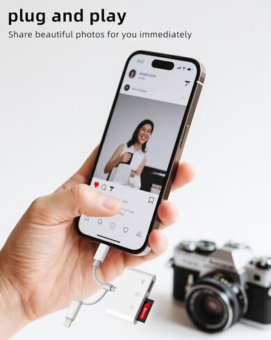 قارئ بطاقة SD لمحول Iphone USB C لـ 17 16 15 14 Pro ملحقات الكاميرا Lightning Micro Phone (3in2) OTG نوع منفذ الإضاءة صور مزدوجة Macbook Laptop مزدوج محمول محول سلك التصوير الفوتوغرافي in Kuwait