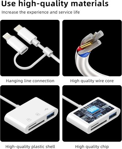 قارئ بطاقة SD لمحول Iphone USB C لـ 17 16 15 14 Pro ملحقات الكاميرا Lightning Micro Phone (3in2) OTG نوع منفذ الإضاءة صور مزدوجة Macbook Laptop مزدوج محمول محول سلك التصوير الفوتوغرافي in Kuwait