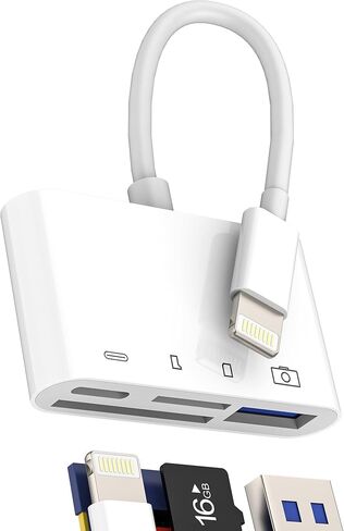 Lightning SD Card Reader(4in1)USB OTG 3.0 Cable Stick Adapter for iPhone 14 pro max Splitter Digital Camera Micro SD TF Memory Transfer Compact Adaptor for iPad for Apple Charging external Flash Drive in Saudi Arabia