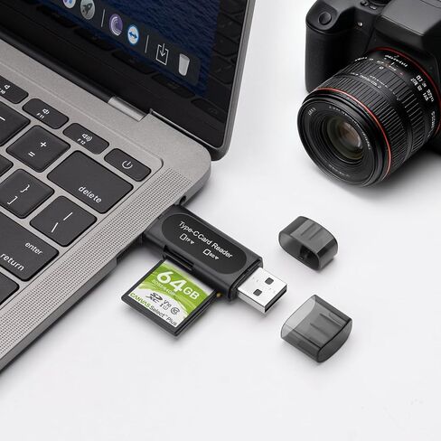 Micro SD Card Reader, 4in1 Type C/USB A to SD/Micro SD/SDXC/SDHC Card Adapter, Dual Card Slot Memory Card Reader, Competible for PC, MacBook, Galaxy, Tablet, Huawei and More in Saudi Arabia