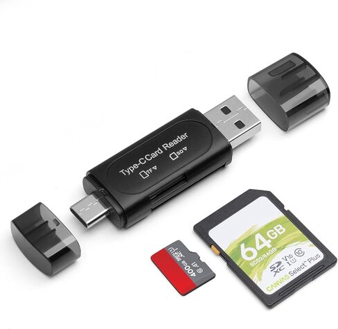 Micro SD Card Reader, 4in1 Type C/USB A to SD/Micro SD/SDXC/SDHC Card Adapter, Dual Card Slot Memory Card Reader, Competible for PC, MacBook, Galaxy, Tablet, Huawei and More in Saudi Arabia