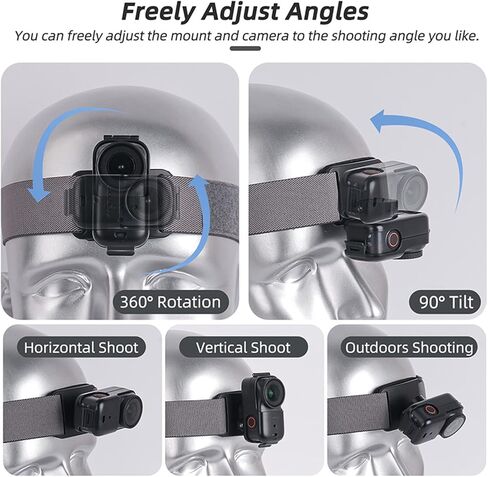 حامل عصابة رأس قابل للتعديل لـ DJI Osmo Nano - دوران 360 درجة، إمالة 90 درجة، تسجيل بدون استخدام اليدين من منظور الشخص الأول، يتضمن دعامة وأداة سريعة التحرير (عصابة رأس قابلة للتعديل 53-58 سم) in Kuwait