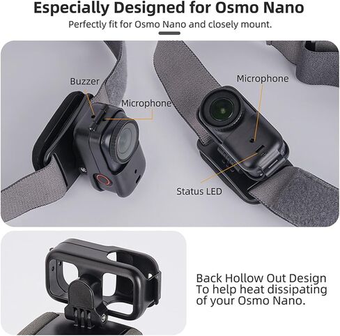 حامل عصابة رأس قابل للتعديل لـ DJI Osmo Nano - دوران 360 درجة، إمالة 90 درجة، تسجيل بدون استخدام اليدين من منظور الشخص الأول، يتضمن دعامة وأداة سريعة التحرير (عصابة رأس قابلة للتعديل 53-58 سم) in Kuwait