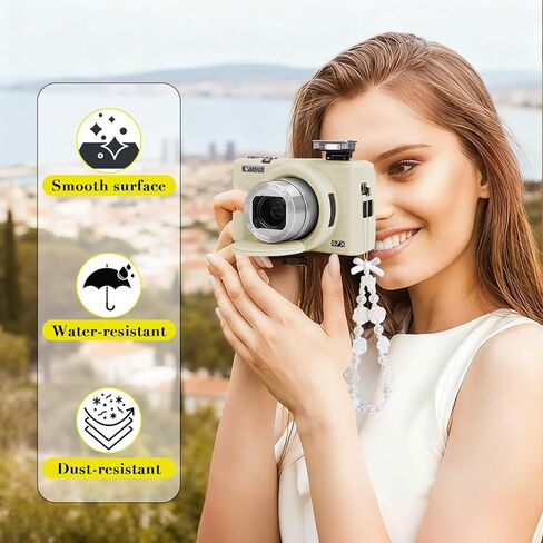 حافظة لكاميرا Canon Powershot G7 X Mark III الرقمية، حماية من السيليكون الناعم مع غطاء عدسة قابل للإزالة، ملحقات G7 X Mark III (2 غطاء زجاجي مقوى، 1 حزام معصم ساحر) - وردي in Kuwait