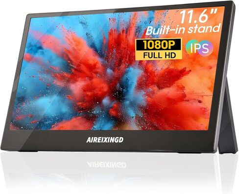 Portable Monitor 11.6" 1080P FHD IPS Display, 60Hz Ultra-Slim USB/Type-C/Mini HDMI Travel Monitor with Kickstand, Screen Extender for Laptop, Mac, Phone, PS, Xbox, Switch Gaming in Saudi Arabia