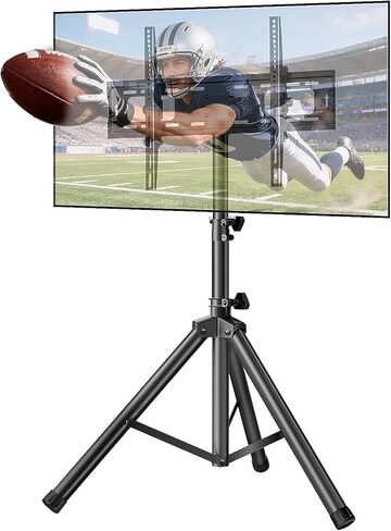 Portable Tripod TV Stand for 32-75 inch TVs, Heavy Duty Outdoor Height Adjustable Floor TV Stand with 15° Tilt for Flat/Curved Screens, Holds up to 100lbs, Max VESA 600x400mm in Saudi Arabia
