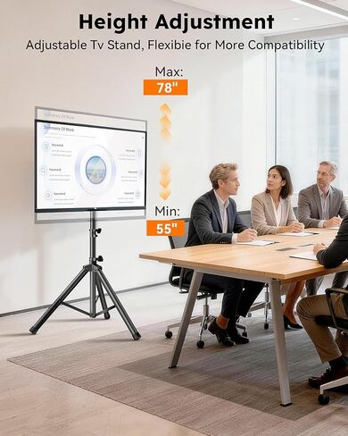 Portable Tripod TV Stand for 32-75 inch TVs, Heavy Duty Outdoor Height Adjustable Floor TV Stand with 15° Tilt for Flat/Curved Screens, Holds up to 100lbs, Max VESA 600x400mm in Saudi Arabia