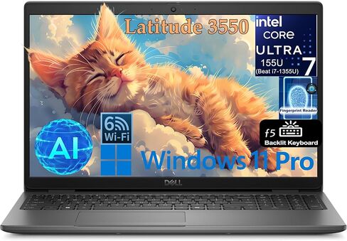 كمبيوتر محمول Dell Latitude 3550 15 مقاس 15.6 بوصة FHD Business AI، Intel 12-Core Ultra 7 155U (Beat i7-1355U)، ذاكرة الوصول العشوائي DDR5 سعة 32 جيجابايت، 1 تيرابايت PCIe SSD، WiFi 6، BT 5.3، لوحة مفاتيح بإضاءة خلفية، قارئ بصمات الأصابع، Windows 11 Pro in Kuwait