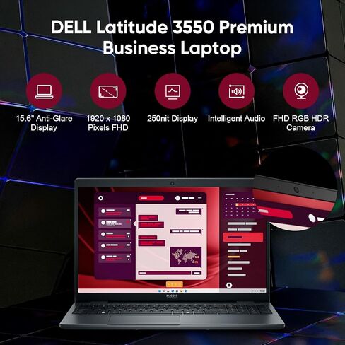 كمبيوتر محمول Dell Latitude 3550 15 مقاس 15.6 بوصة FHD Business AI، Intel 12-Core Ultra 7 155U (Beat i7-1355U)، ذاكرة الوصول العشوائي DDR5 سعة 32 جيجابايت، 1 تيرابايت PCIe SSD، WiFi 6، BT 5.3، لوحة مفاتيح بإضاءة خلفية، قارئ بصمات الأصابع، Windows 11 Pro in Kuwait