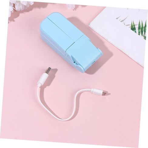 مروحة USB صغيرة من COHEALI، مروحة قابلة للطي محمولة برأسين، قابلة لإعادة الشحن، تعمل بمنفذ USB للسفر في الهواء الطلق والمكتب باللون الأزرق السماوي in Kuwait