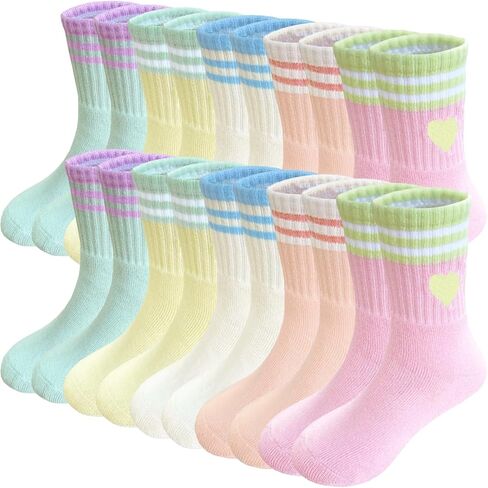 Bemeol Girls Socks Athletic Crew Socks Sports Soft Breathable Casual School Sock for Little Big Kids in Saudi Arabia