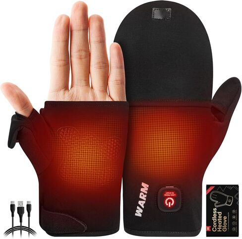 Heated Gloves for Men Women, Rechargeable Detachable Full & Half Hands Heated Glove Fingerless Electric Heating Gloves Hand Warmer for Work, Hunting, Skiing, Outdoor Work in Saudi Arabia